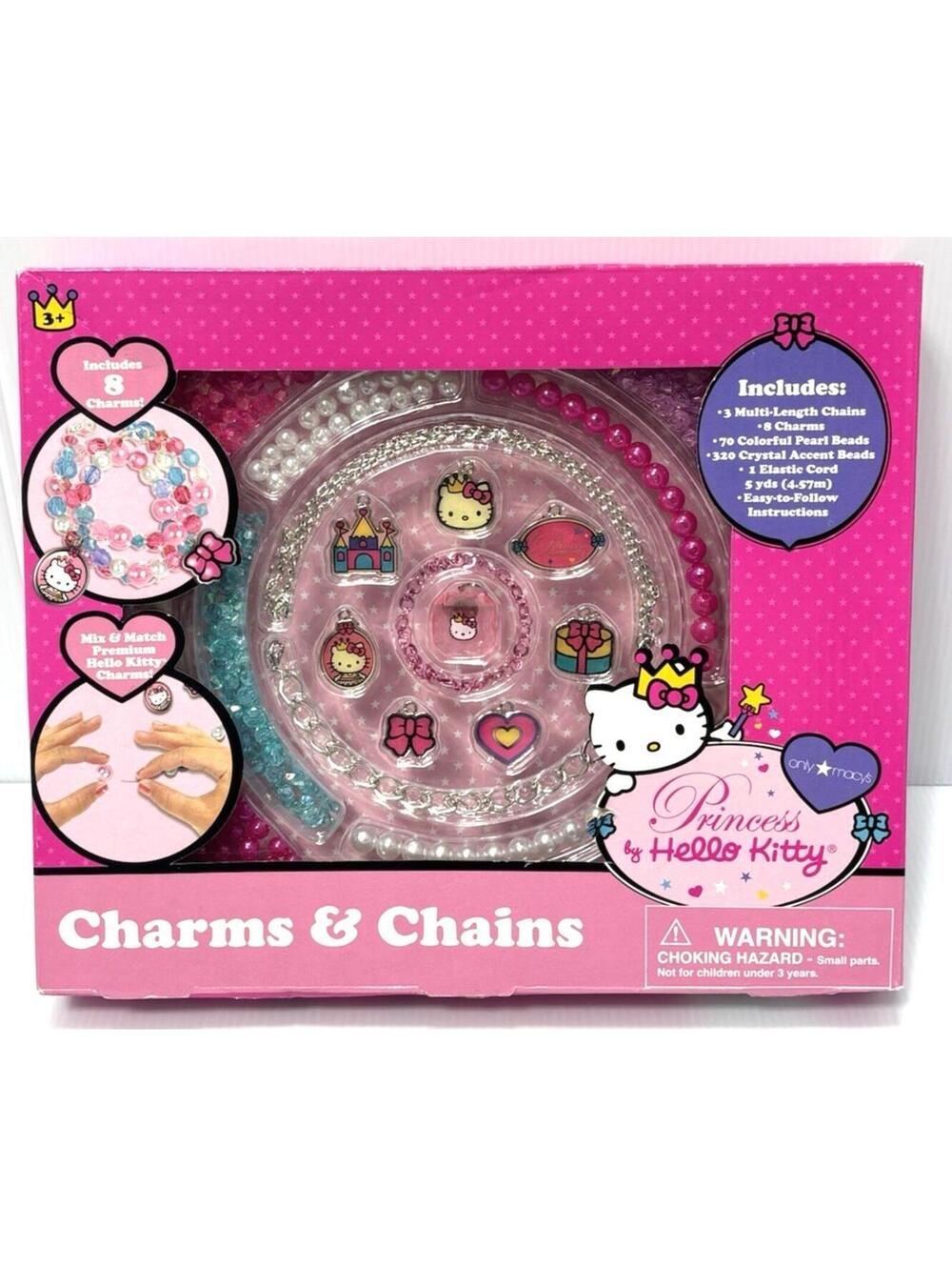Hello Kitty Princess Charms & Chains Jewelry Making Kit DIY Crafts, New
